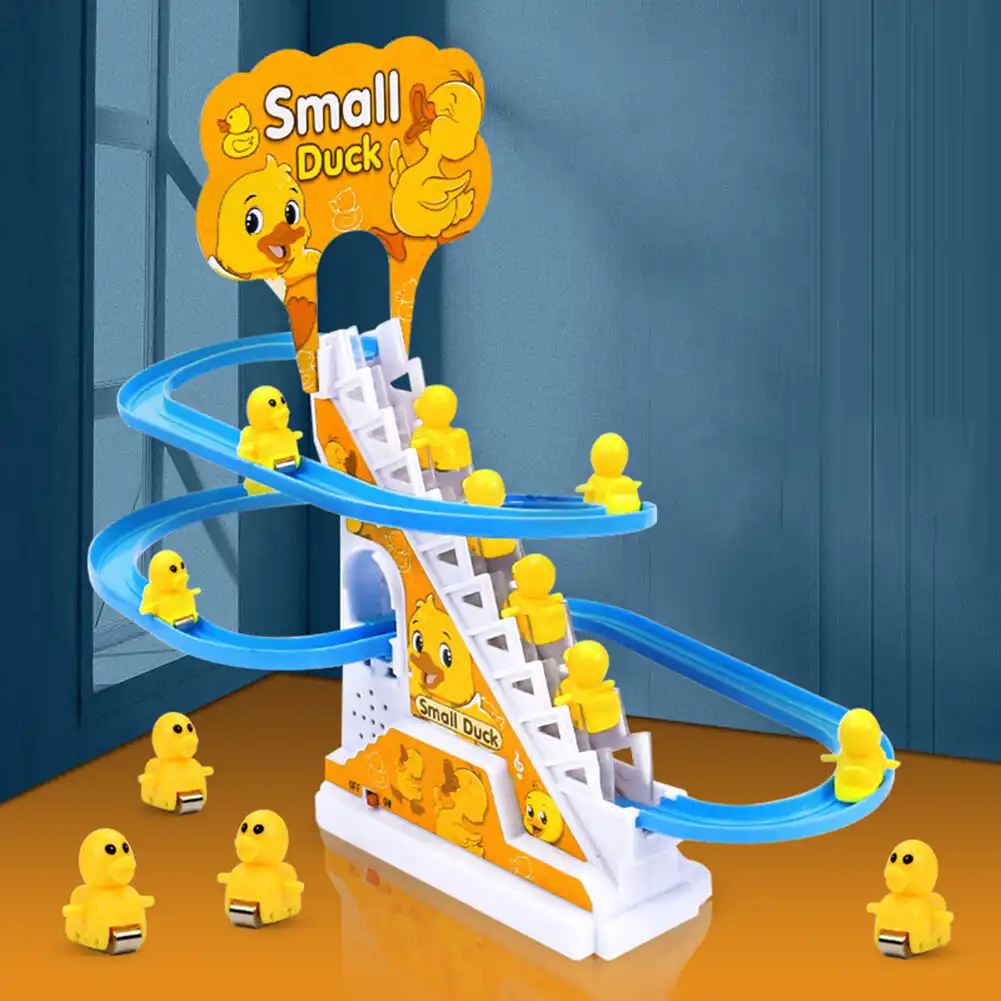 Original Electric Cartoon Duck Climbing Music Train Toys ( ৯ পিস হাস থাকবে)